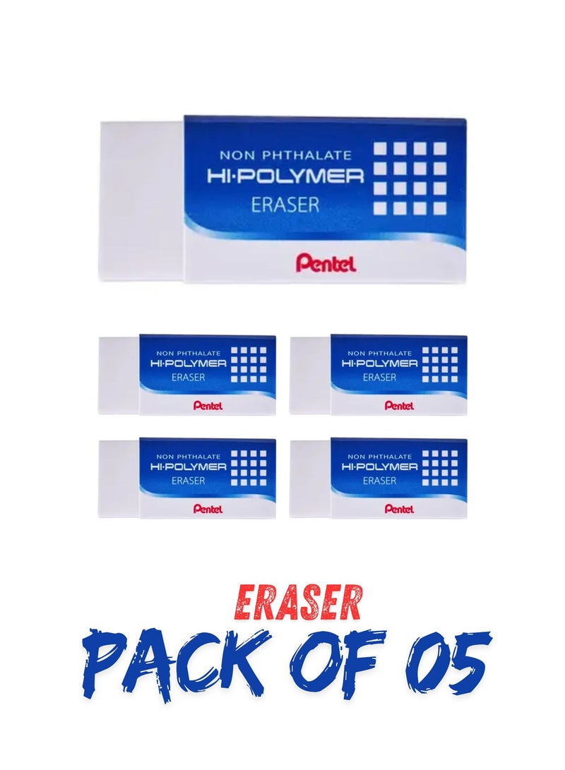 Pentel Hi-Polymer Eraser 5-Piece , Small - Image 1